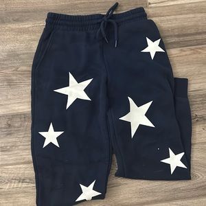 Navy blue sweatpants with white stars